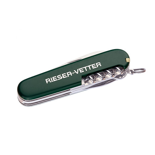Schweizer Armeetaschenmesser, Werbegeschenk Rieser+Vetter AG, Produktfoto freigestellt, Steckborn, Schweiz